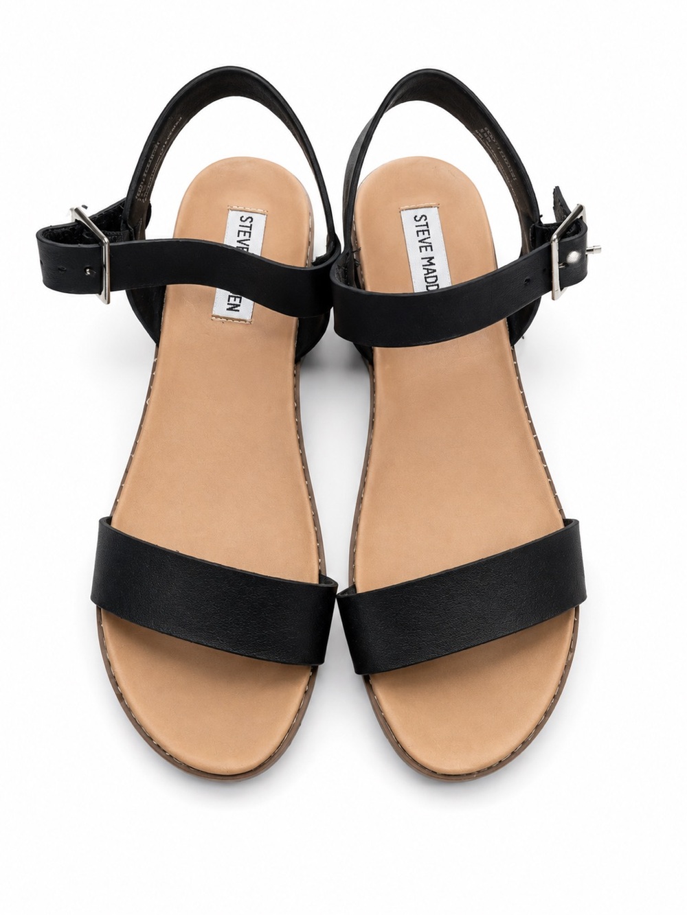 NWT Steve Madden Black Leather Strap Sandals